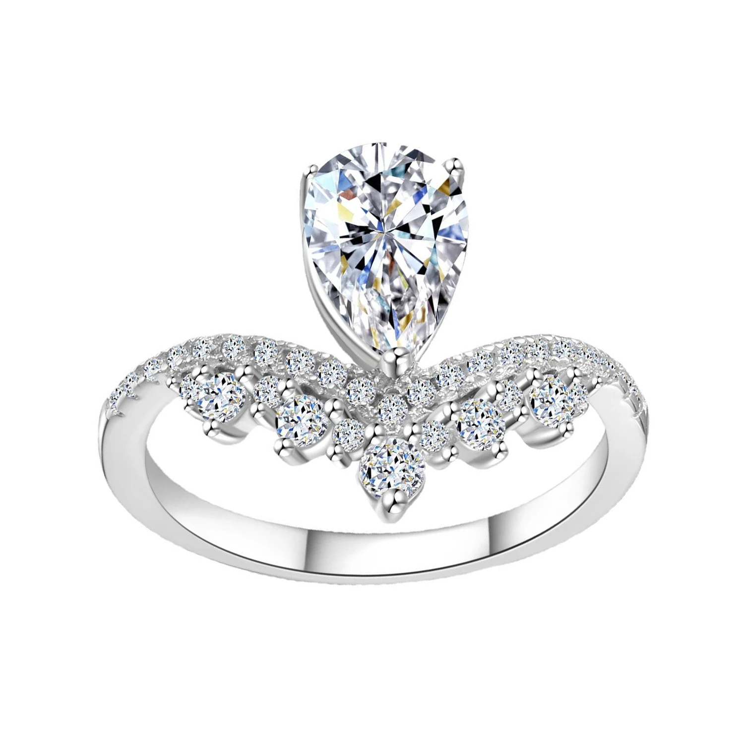 Luxury 1.5ct Water Drop Moissanite Ring wit Certificate Laboratory Diamond Rings Women Wedding Jewelry 18K Gold Plated S925 Si