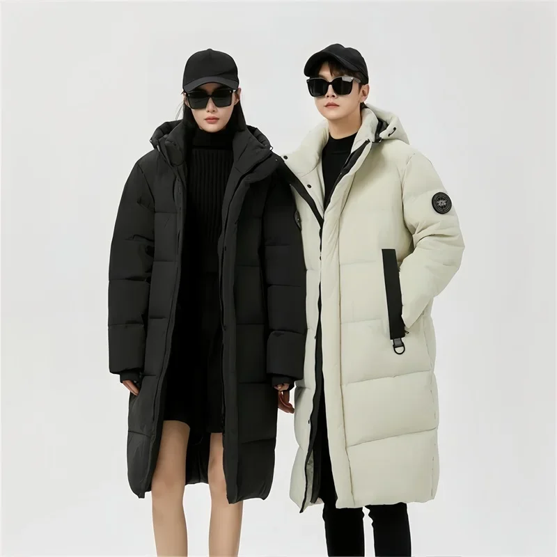 معطف شتوي دافئ بقلنسوة سترة طويلة مبطنة مع 90% بطة بيضاء أسفل في الهواء الطلق كرة الثلج القتال يندبروف معطف مقاوم للماء