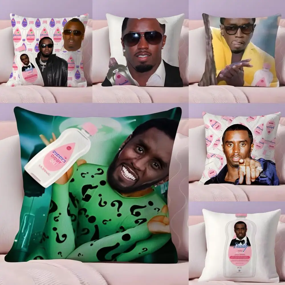 Funny P-puff D-diddy MEME Pillow Case Silky Short Plush with Invisible Zipper Dustproof Sofa Cushion Cover for Home Decor
