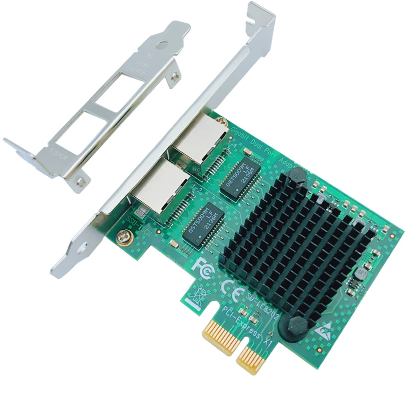 PCI صريحة بطاقة الشبكة PCI-E 1X جيجابت 2 ميناء RJ45 خادم شبكة Lan محول بطاقة 10/100/1000 100mbps إيثرنت تحكم للكمبيوتر