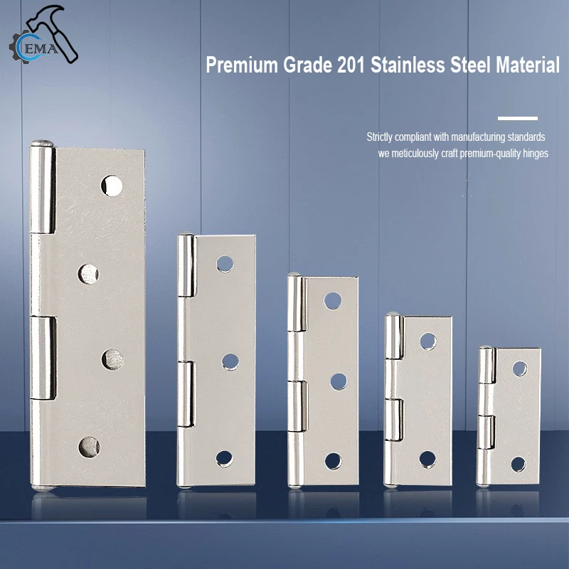10pcs Stainless Steel Door Hinges Cabinet Doors Windows Wooden Box Flat Hinge Home Furniture Hardware Accessories 1.5/2/3/4inch