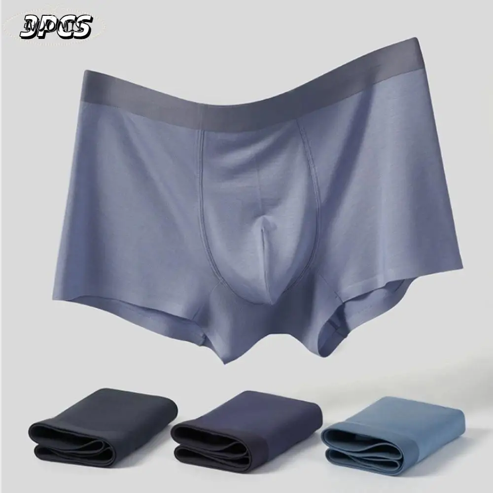 

3 шт., удобные модели, мужские трусы на плоской подошве со средней талией, большие размеры, шорты-боксеры, мужские бесшовные дышащие мужские трусы, подарки