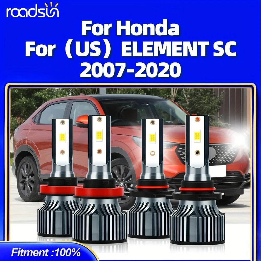 

2/4 шт. светодиодный светильник подходит для Honda (US) ELEMENT SC (2007-2020) Hi/Lo Beam фары 22000LM 120 Вт, оснащенный высокопроизводительным вентилятором