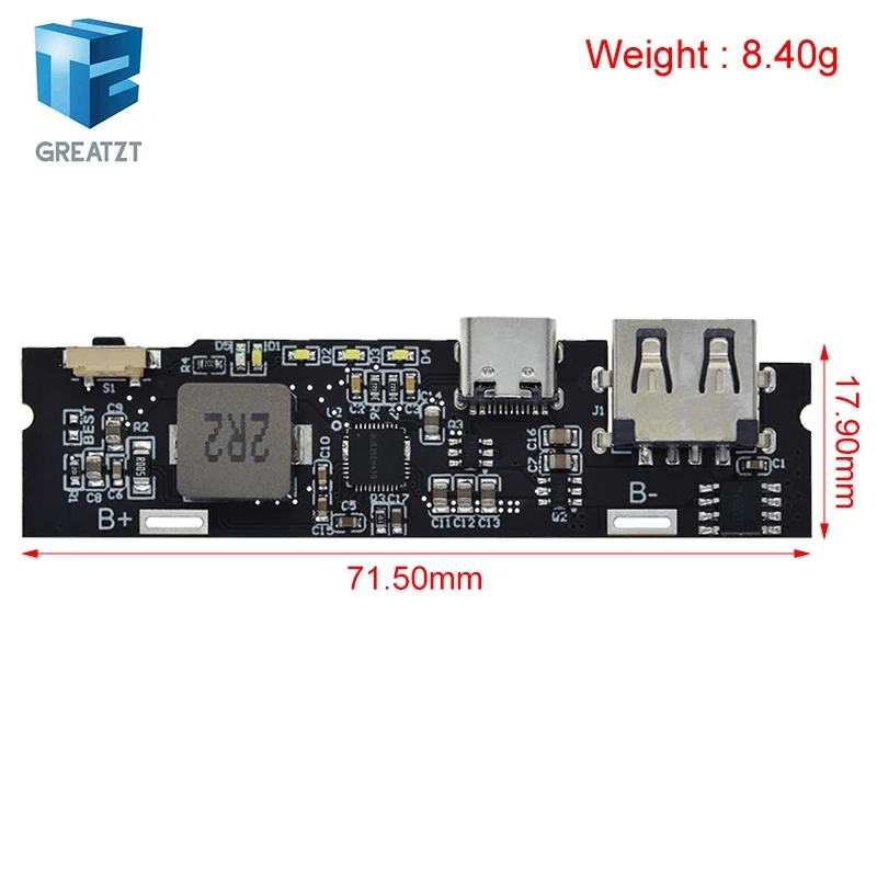 QC3.0 QC2.0 Dual USB 18W Type-C USB SW6106PD Fast Charge Mobile Power Bank 18650 Charging Module With Indicator