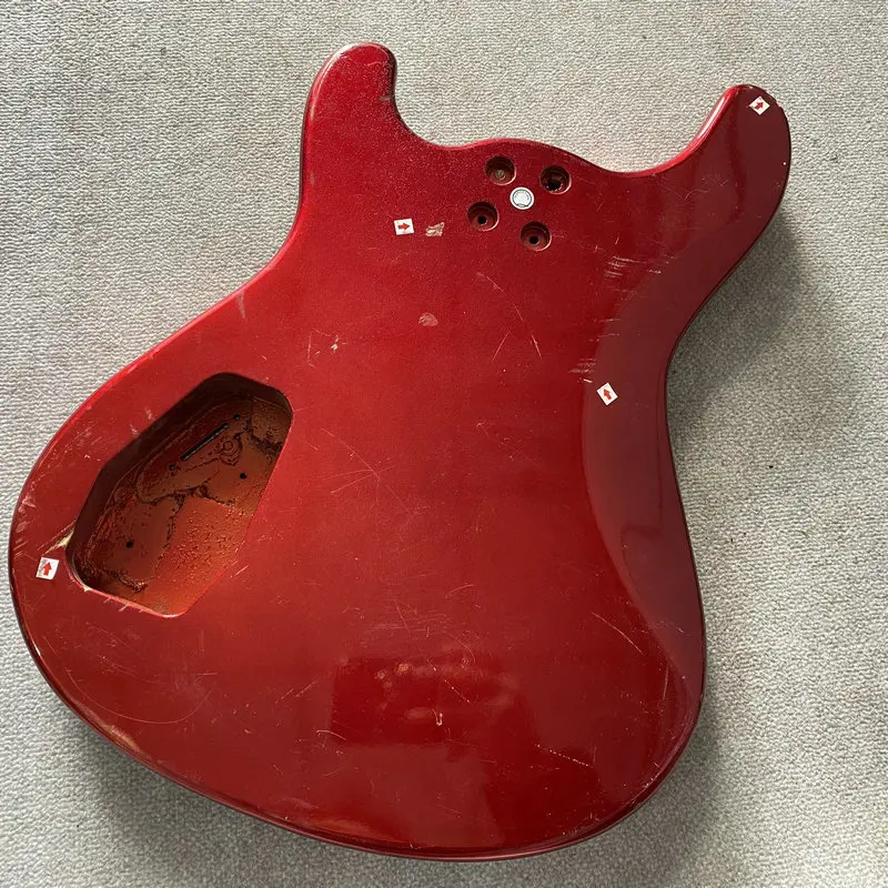 HB038 Metallic Red Color Paints and Wood Damages Unfinished Guitar Body Right Hand for Custom Order Replace and DIY Use