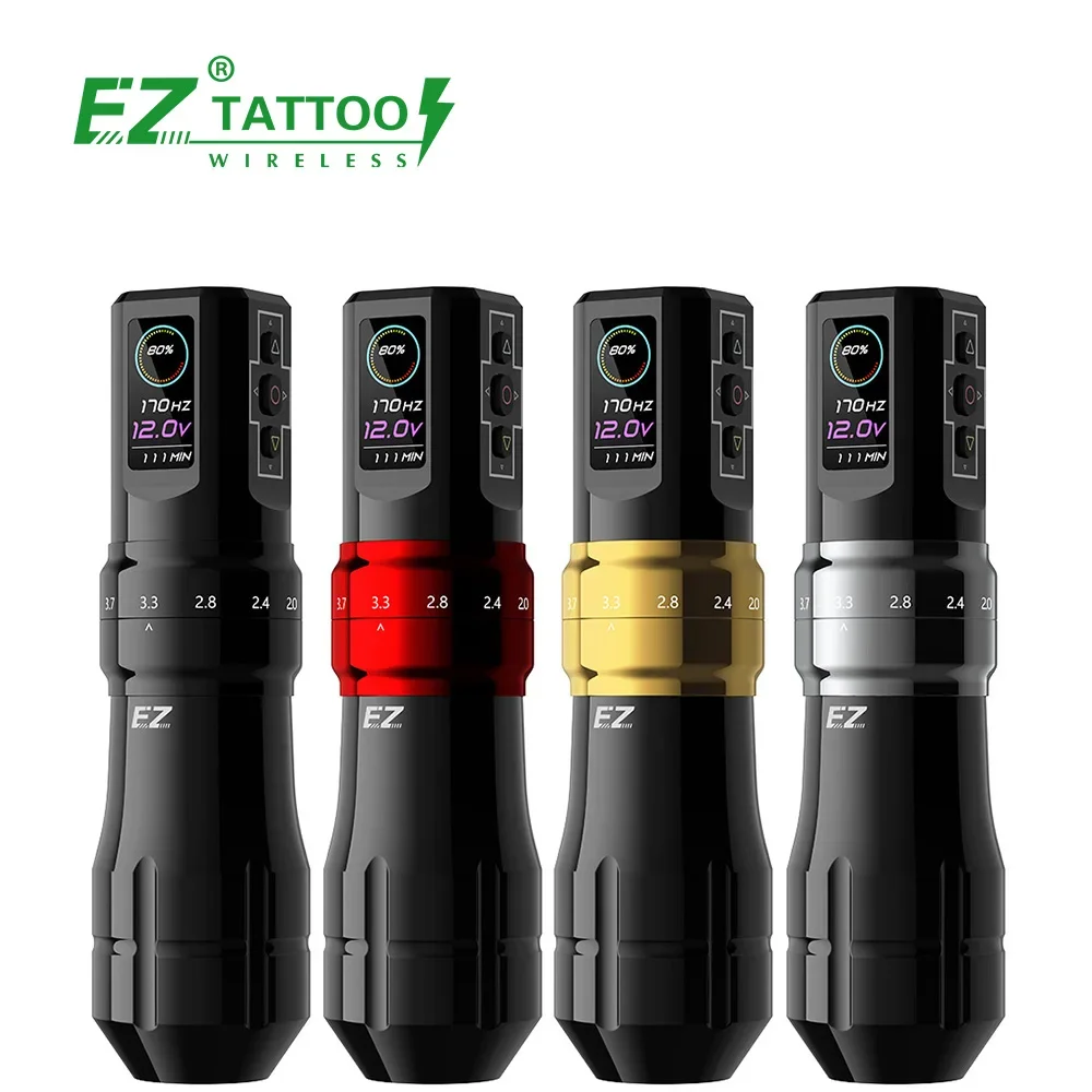 

Оптовая продажа, EZ Tattoo P3 PRO, большая ручка с глянцевой отделкой, Перманентная Беспроводная тату-машинка с регулируемым ходом и функцией приложения