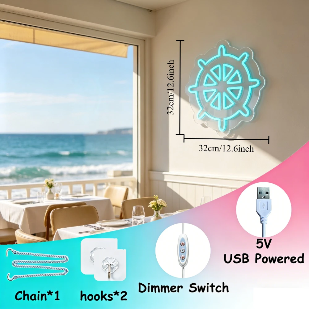 لافتة نيون LED على شكل عجلة سف - مراجعة Desk Setup Gifts وسعره