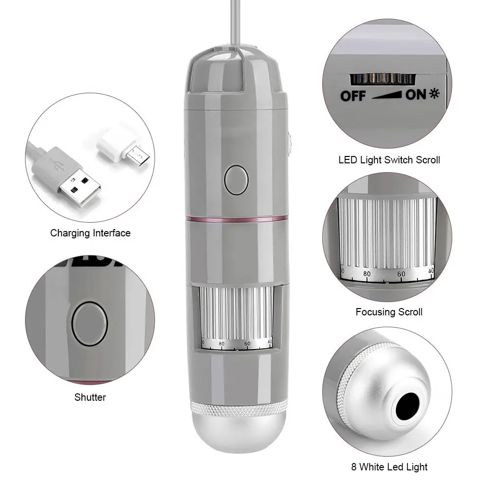 5-200x USB Digital Microscope Endoscope Skin Analyzer  for Hair Follicle Oil Testing & Repair