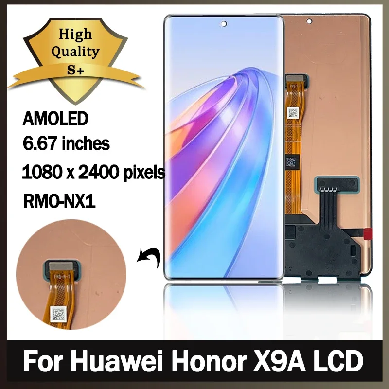 New x9a LCD  For Huawei Honor X9a LCD Display Screen 10 Touch Digitizer For HonorX9a Display RMO-NX1 Frame