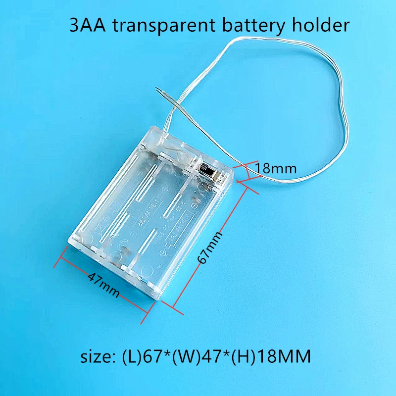 2、3、4x AA 3V 4.5V  Battery Holder AA Battery Box With Switch New AA Battery Case With Line Transparent with Lead Transparent Box