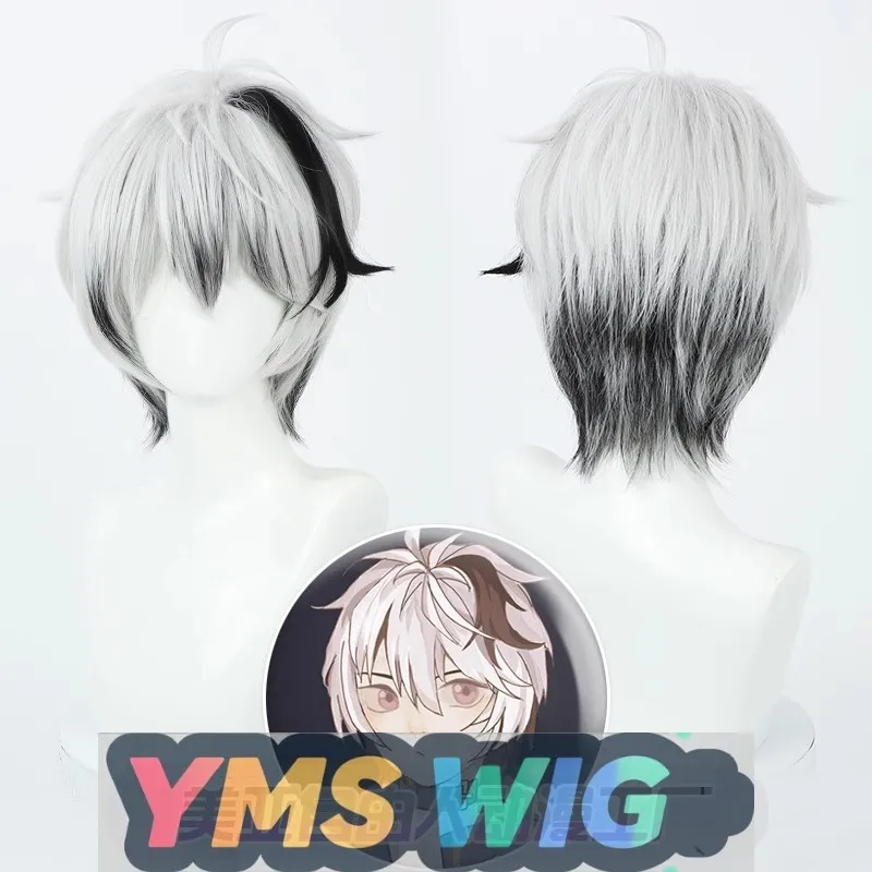 

YMS WIG Virtual Singer V Flower V4 Person Set Cos Парик Черно-белые волосы Верхний уровень против деформации