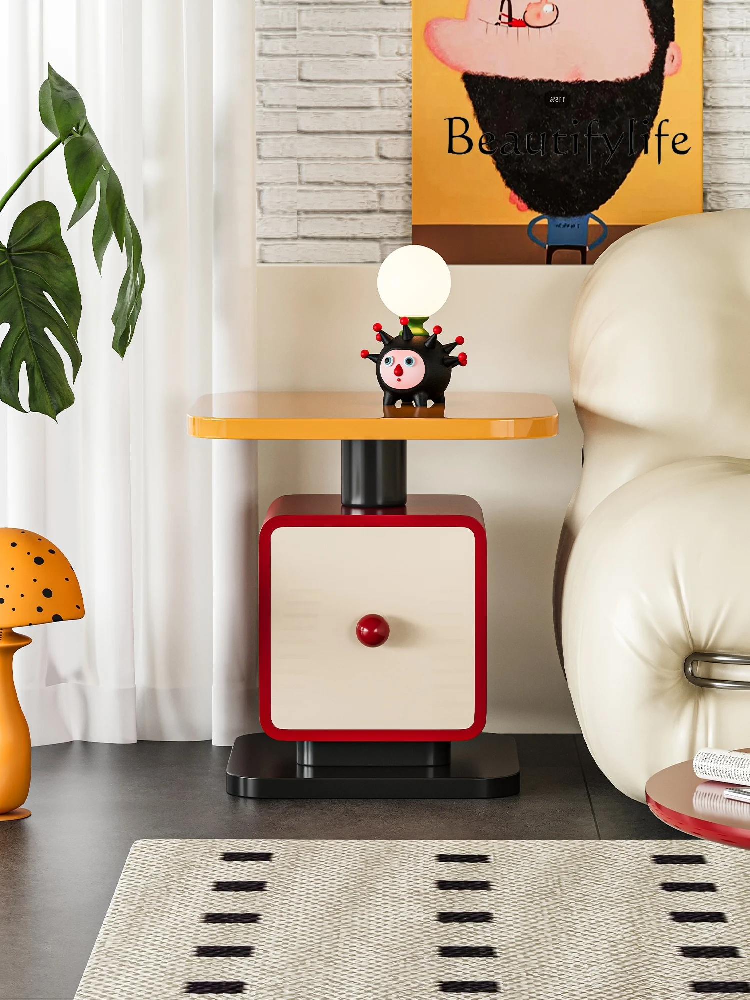 Cute Cartoon Color Sofa Side Table Bedside Table Designer Model Creative Coffee  Corner Table