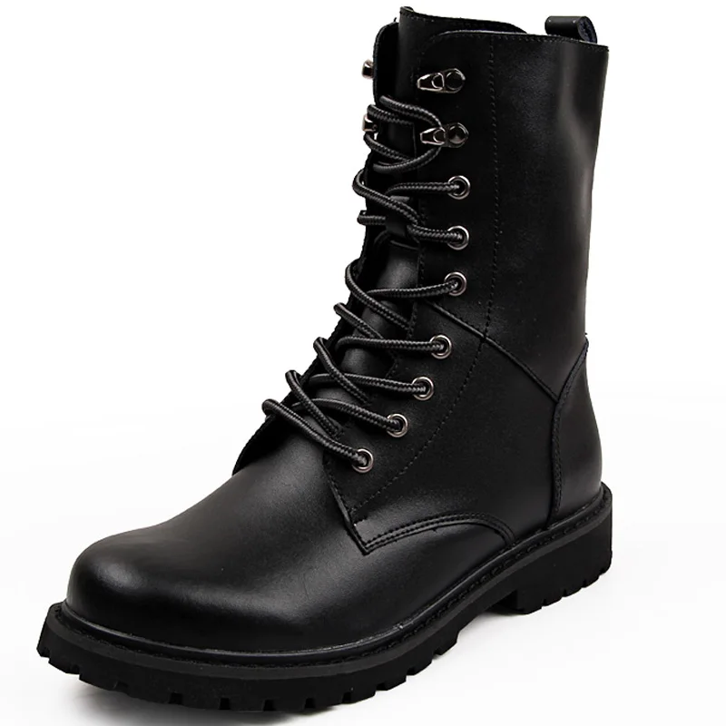 Men 2026 Mid‑Calf Motorcycle Boots, Lace‑Up PU, Lined & Non‑Lined, Large Size 38‑48