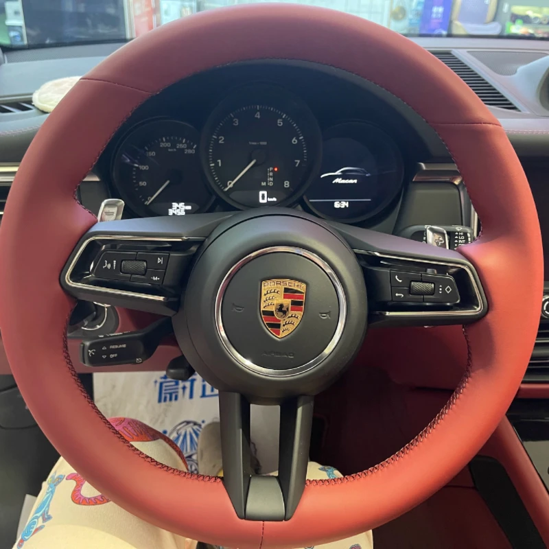 

DIY Hand Sewing Car Steering Wheel Cover for Porsche Macan Panamere Cayenne Taycan Car Genuine Leather Interior Accessories