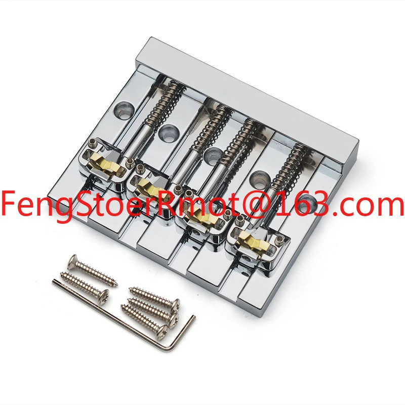 Bass 4-string bridge 82x68.3MM perforated brass bridge base with a string pitch of 18.6mm chrome plating
