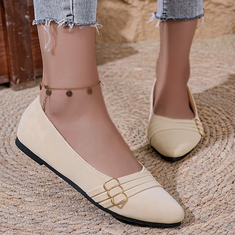 

French Style Heels 2025 Autumn Pointed Toe Leopard Flats for Women Chunky Low Heel Comfortable Walking Shoes Wide Size 36-43