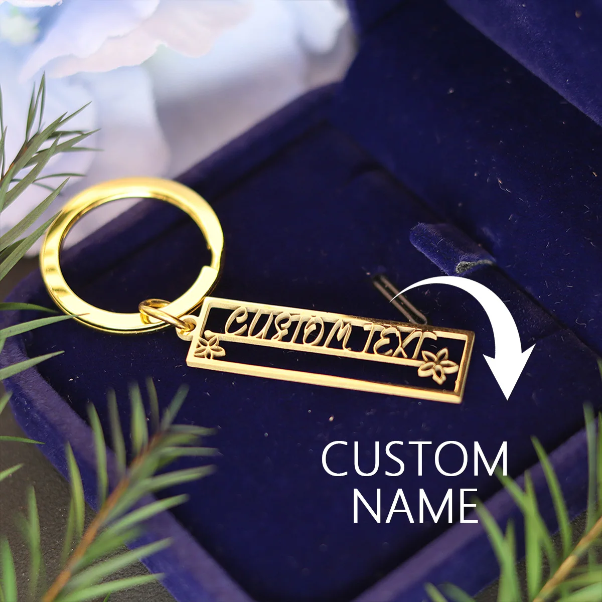 QIAMNI 1PC Laser Engraved Stainless Steel Keychain Custom Logo/Name/Phone Number Anti-Loss Keyring Personalized Key Chain Gift