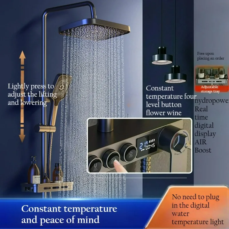 

Thermostatic Shower Bathroom Faucet Set Multi-mode Shower Handheld Spray Pressurized Shower Nozzle Rain System Bathroom