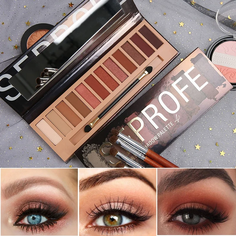 Naked Smoky Eye Shadow Palette Eyes Makeup Eye Shadow 12 Colors Matte Glitter Heat with Eye Shadow Brush