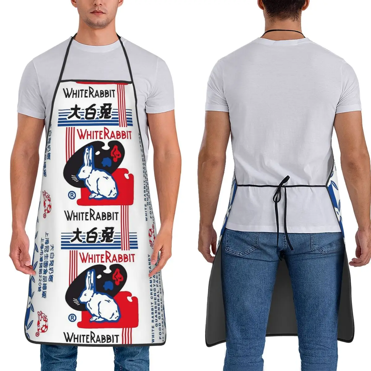 White Rabbit Candy Aprons Chef Cooking Tablier Sleeveless Bib Kitchen Cleaning Pinafore for Women Men Gardening