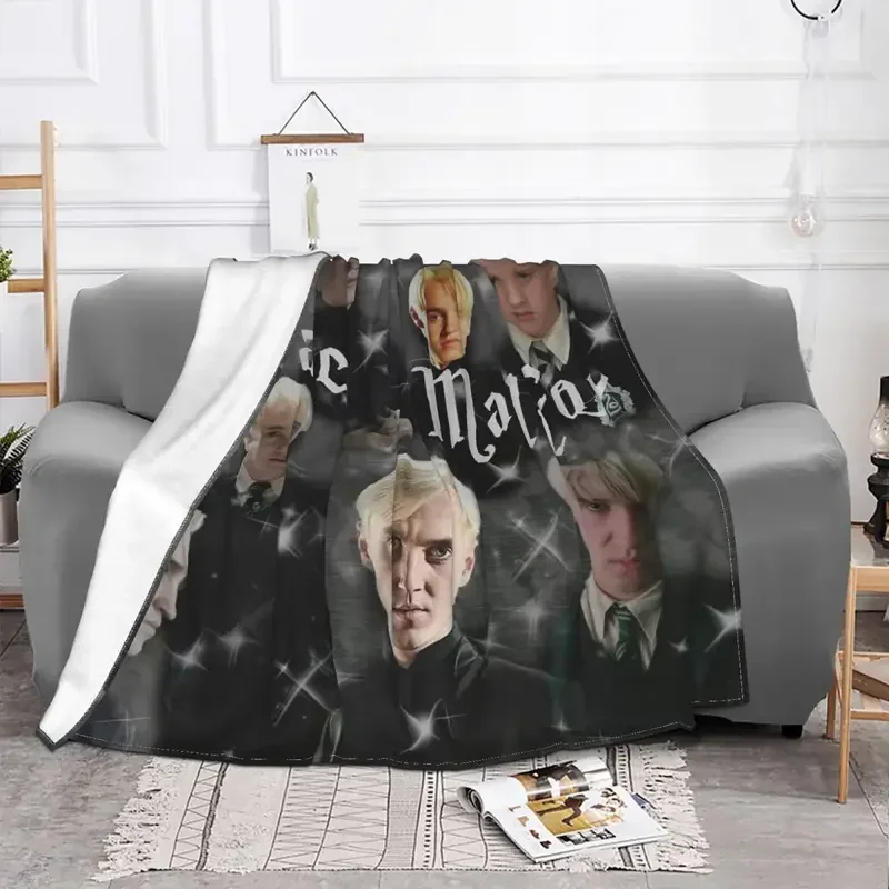 Draco Malfoy Blankets Flannel Spring/Autumn Handsome Boy Purebred Multi-function Soft Throw Blanket for Sofa Office Rug Piece