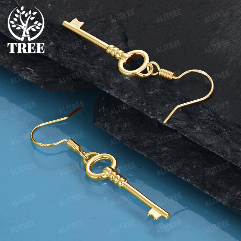 

Hot 18K Gold Key Drop Earrings Men Women Wedding Birthday Party Gift Exquisite Fashion Design Nice Jewelry New Accessories