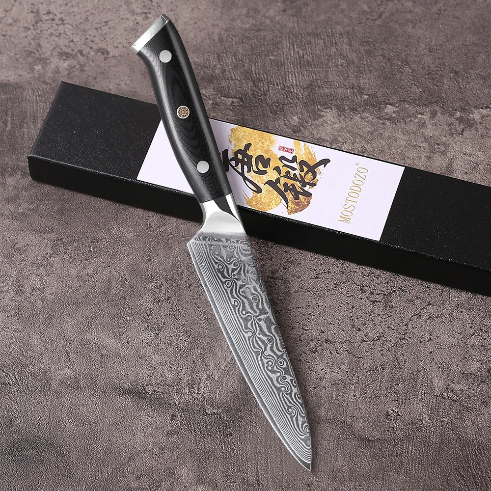 

MOSTODOZO 5" Kitchen Utility Knife Damascus Steel Chef Peel Fruit Knife Meat Vegetable Knife Kitchen Professional Cooking Tools
