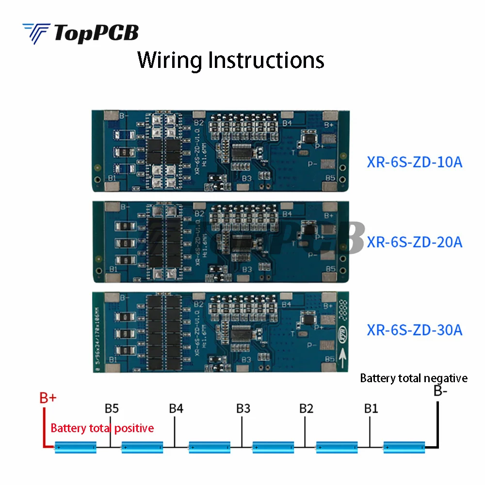 Balanced 6S BMS 10A 20A 30A 22.2V Li-ion Lithium 18650 Charge Board Short Circuit Protection Equalizer Function For Massager