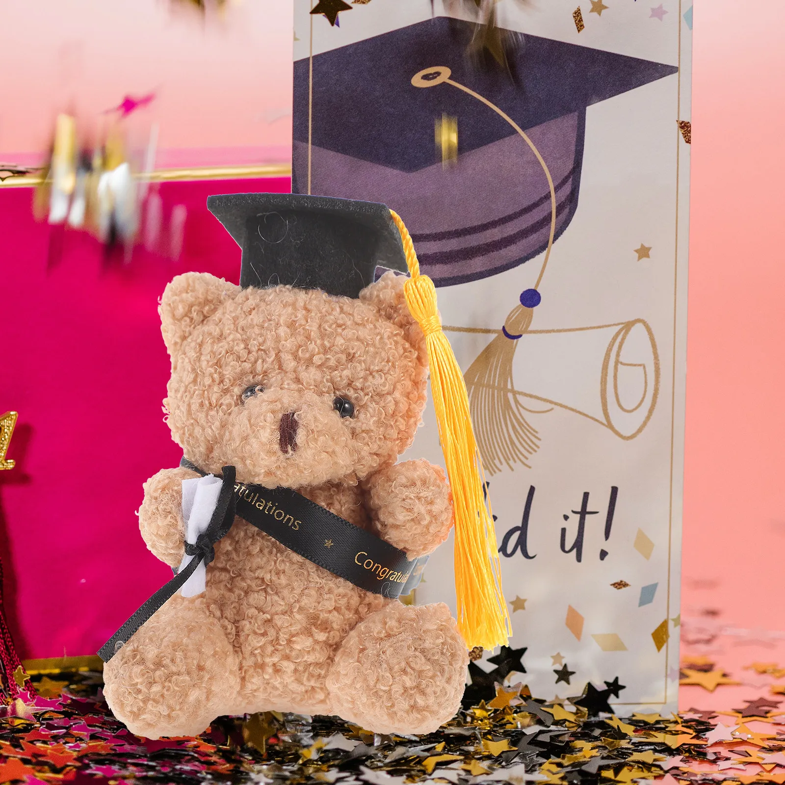 

Small Graduation Bear for Bouquet Decoration Flower Bouquet Accessories Graduation Stuffed Bear Decor Party Favor