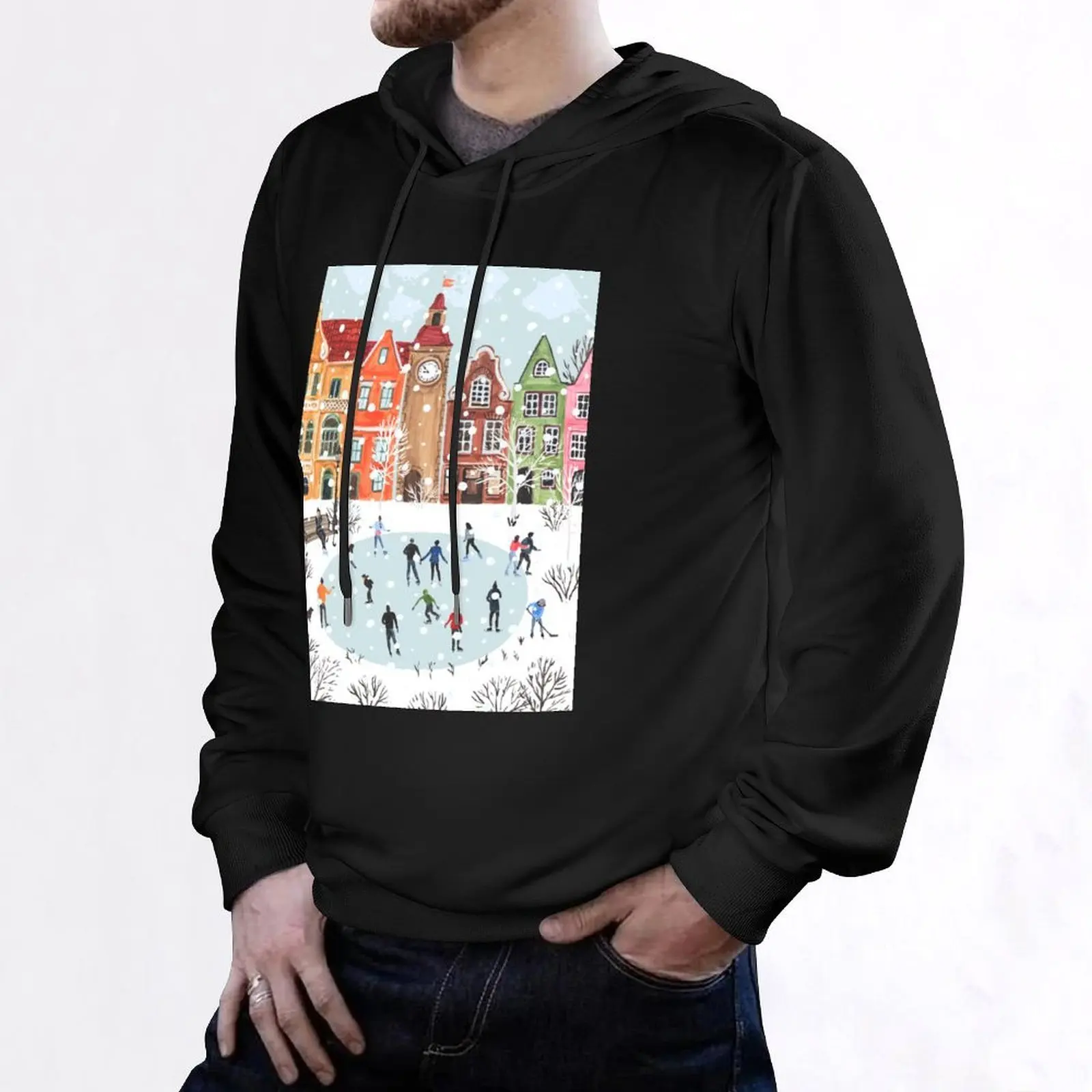 winter town Hoodie korean autumn clothes anime clothing hooded shirt autumn new products pullover hoodies