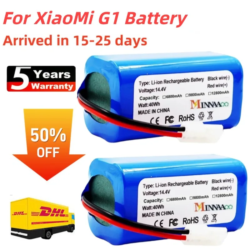 

14.4V Li-ion Battery Pack for Xiaomi Mijia Essential G1 MJSTG1 Robot Vacuum Cleaner, SKV4136GL H18650CH R30 R35 4S1P 9800mAh