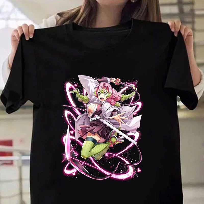 Новые популярные футболки с принтом аниме для женщин и мужчин, летние повседневные футболки с круглым вырезом и короткими рукавами, футболки Kanroji Mitsuri Harajuku