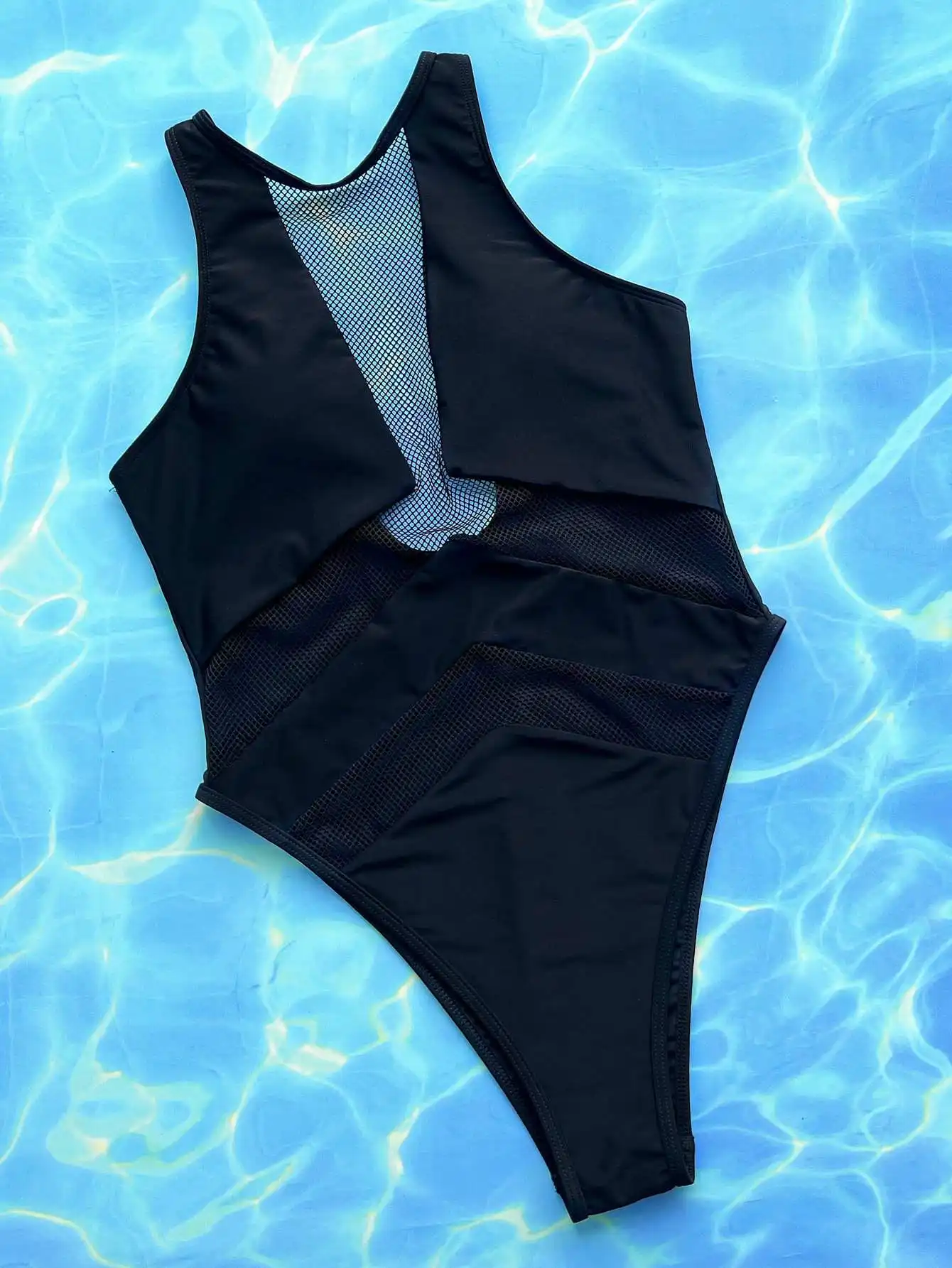 Wholesale Women's Sexy One Pieces Solid Swimsuit Lady Mesh Design Swimwear Summer Backless Beach Swimming Wear image 3