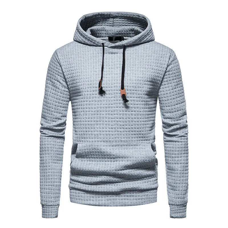 2025 Autumn/Winter New men's jacquard plaid hoodie long sleeve hoodie warm color hooded sweatshirt coat Slow running sweatshirt