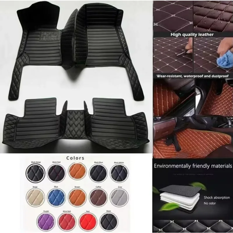 3D PU-leather Waterproof Custom Car Floor Mats For Tesla Model X Auto Carpets Coche Accessorie Liners