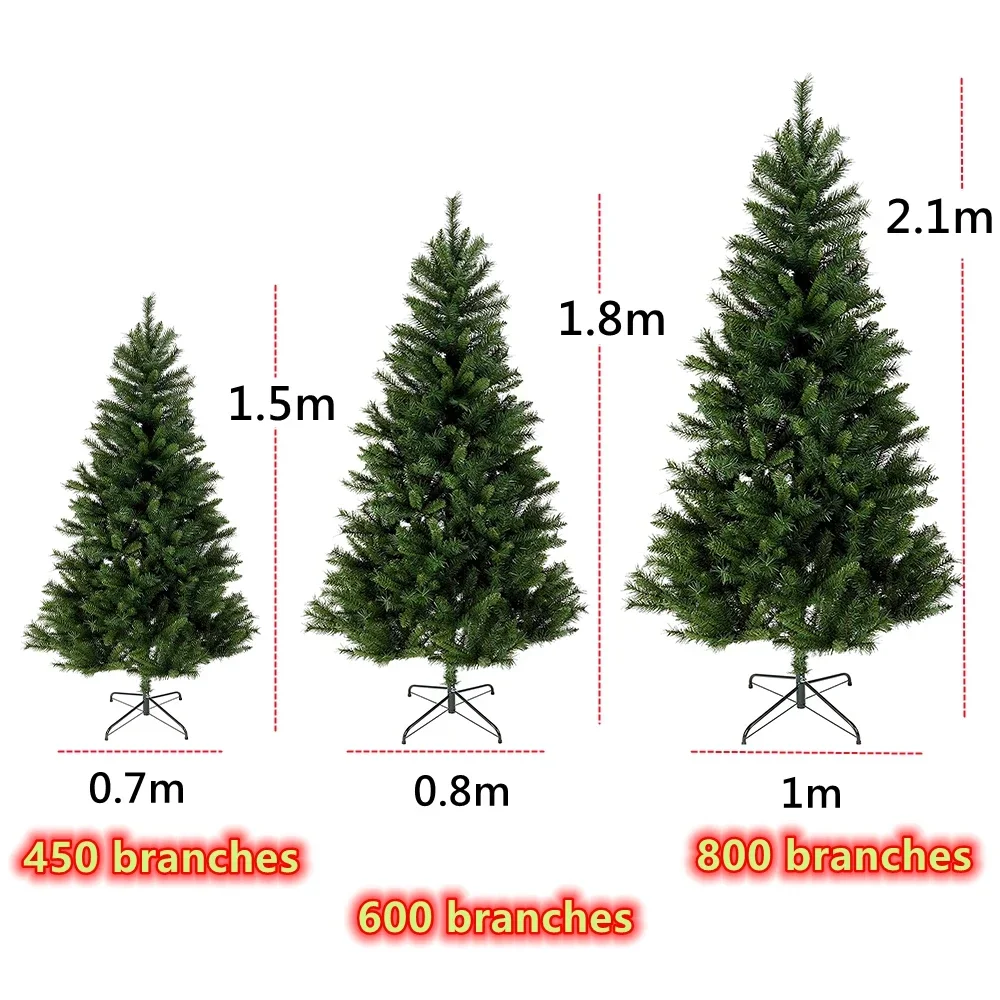 2.1m Christmas Tree with 800 Tips Folding Stable Metal Stand Fast Assemble Flame Retardant PVC Green Artificial Christmas Fir