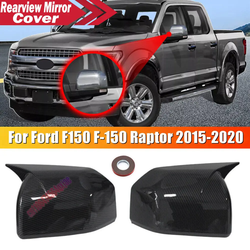 For Ford F150 F-150 Raptor 2015-2020 ABS Car Rearview Side Mirror Cover Wing Cap Exterior Door Housing Trim Adhesive Sticker