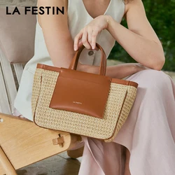 LA FESTIN Original Woven Bag Beach Bag Seaside Travel Bag Large Capacity Handbag 2024 New Luxury Designer Shoulder Crossbody Bag