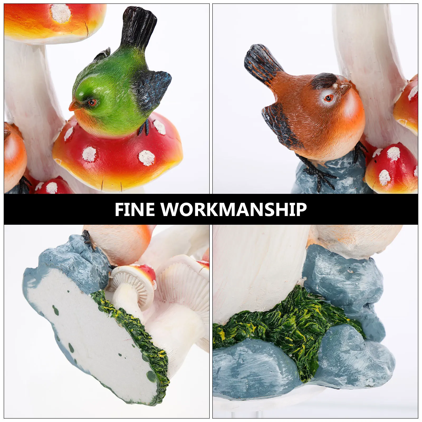 

Creative Bird Mushroom Design Resin Mini Mushroom Decor Garden Ornament for Yard Lawn Outdoor Decorative Sculpture