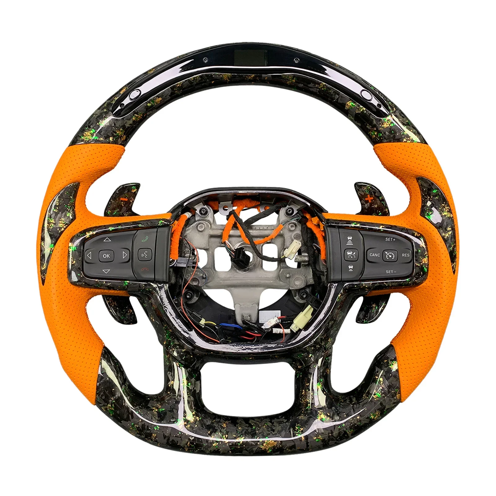 For Dodge RAM 1500 TRX Heavy Duty 2019-2024 Customized Perforated Leather Carbon Fiber Steering Wheel
