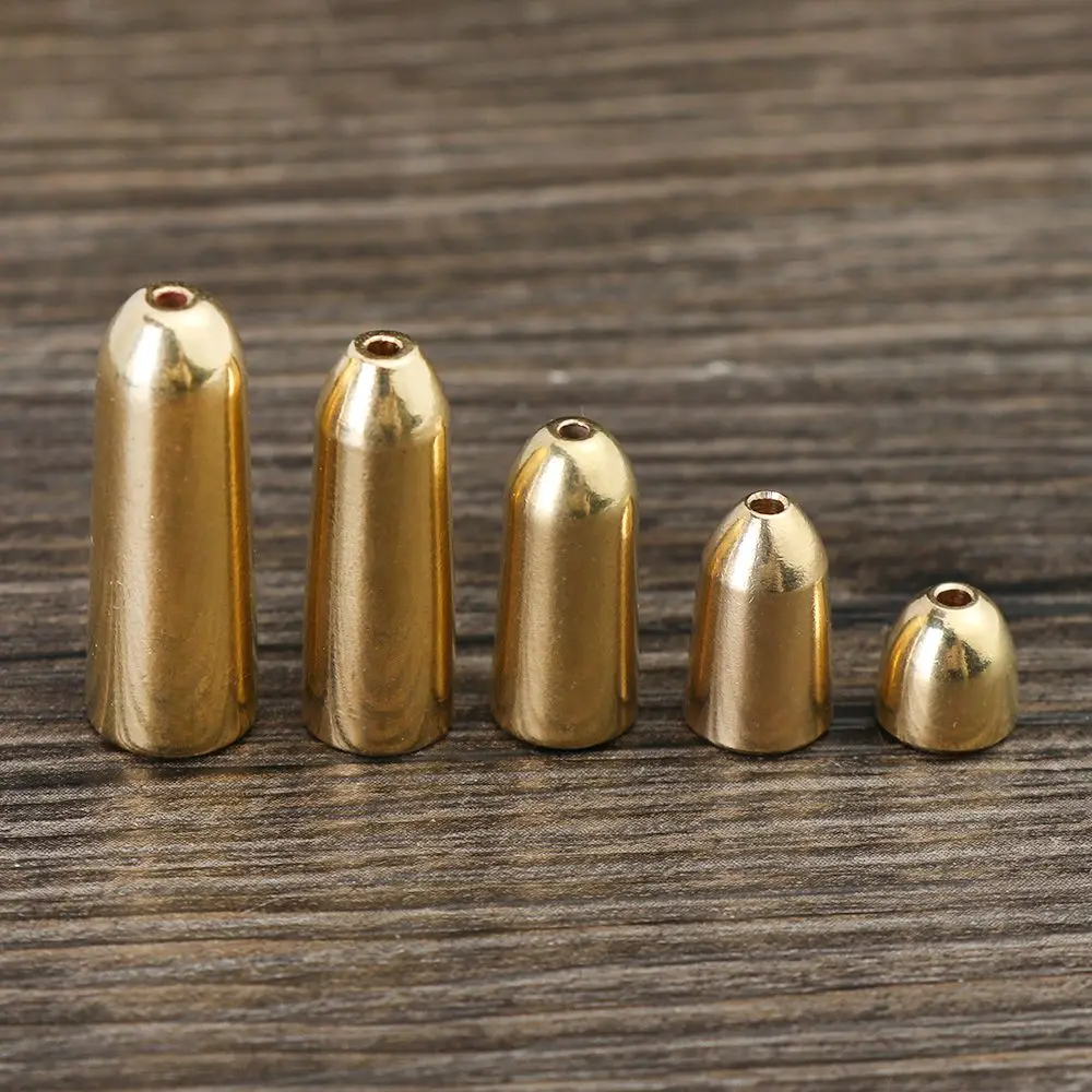 5/10pcs Sharped Line Sinkers Weights Brass Hook Connector Copper Fishing Lead fall Sinker