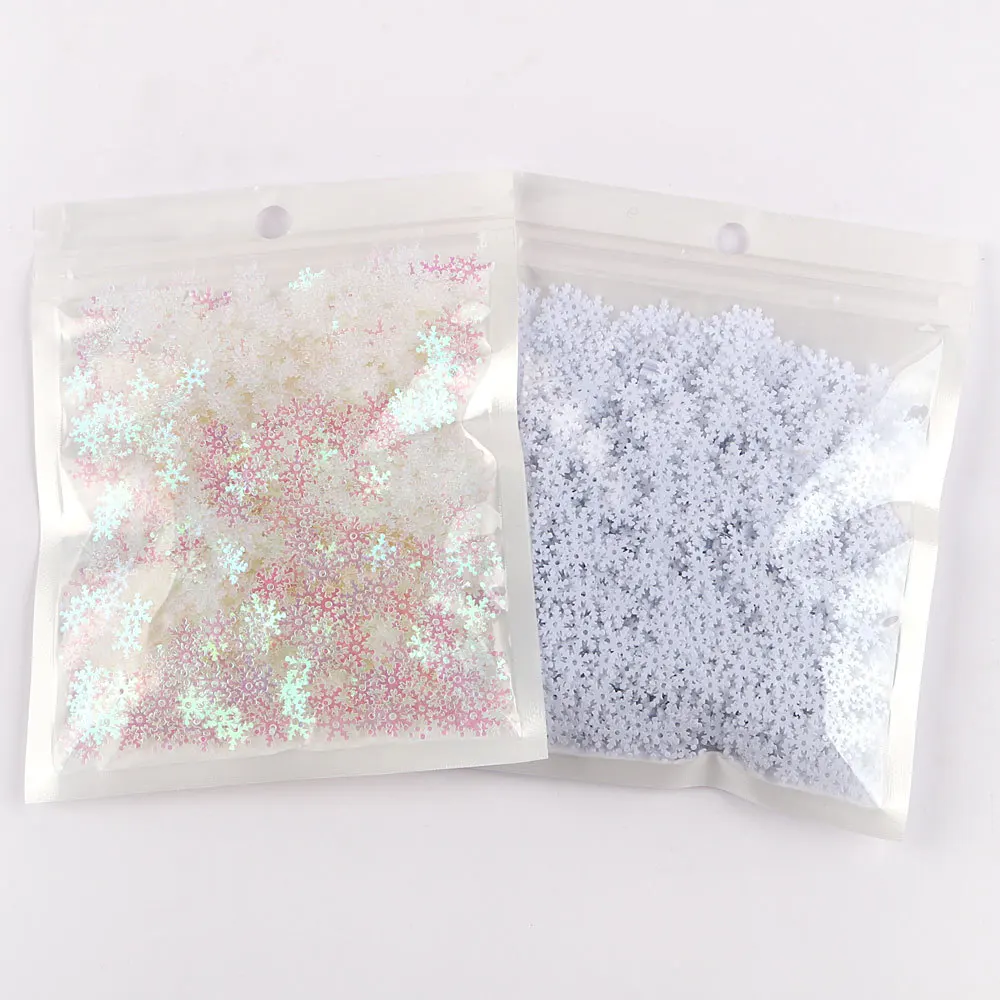 20garms 8mm Transparent /White Snow flake PVC Sequins Christmas Party Decoration DIY Crafts Accessory D0106