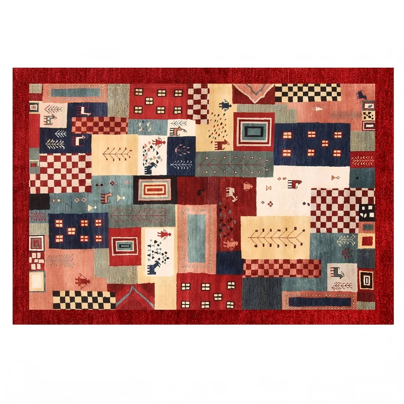 VIKAMA Splicing Bohemian Large Area Carpet Ethnic Geometric Carpet Anti Slip Retro Floor Mat Living Room Bedroom Home Decoration