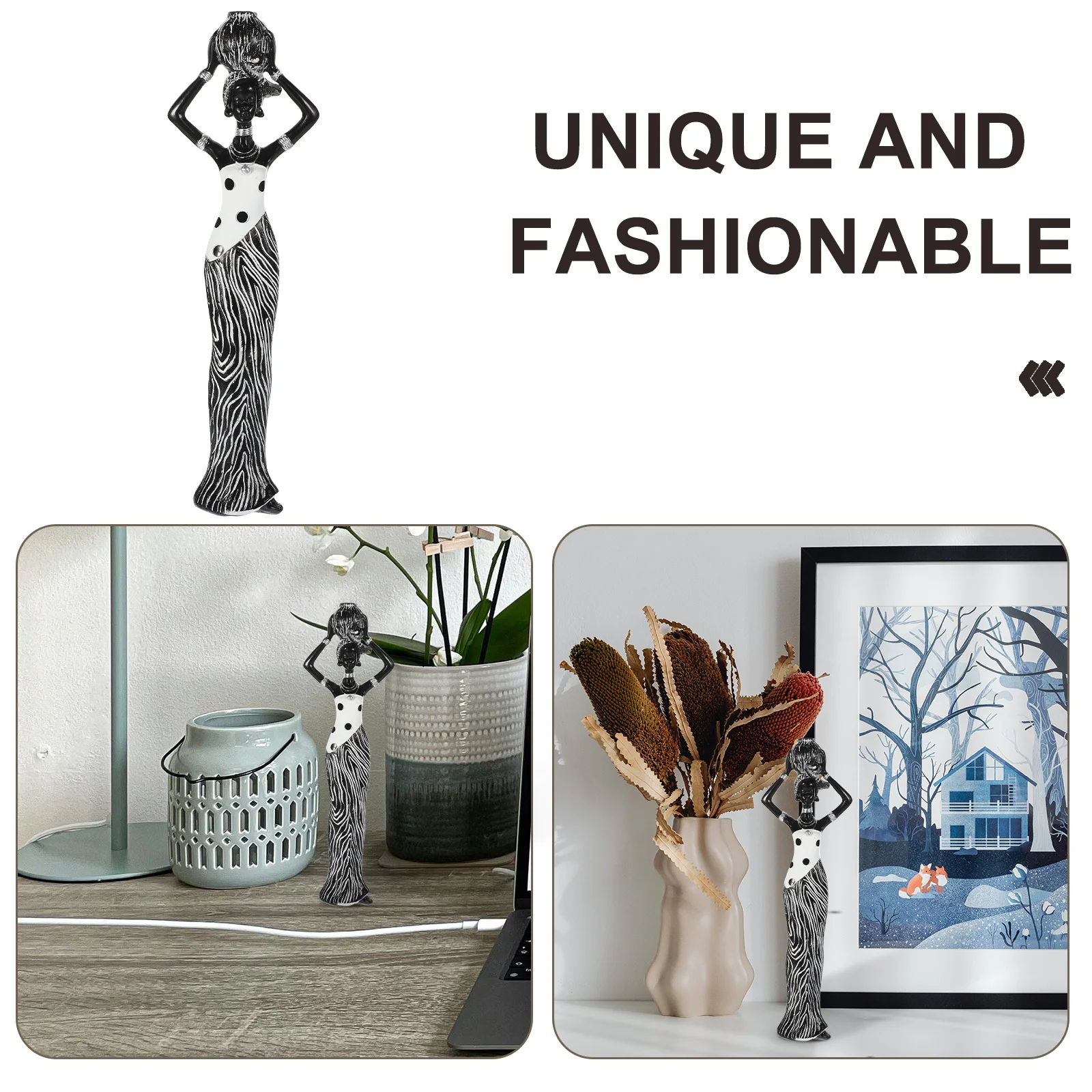 

African Black Women Sculpture Resin Ornament Exotic Lady Statue Home Desktop Decoration African Women Sculpture