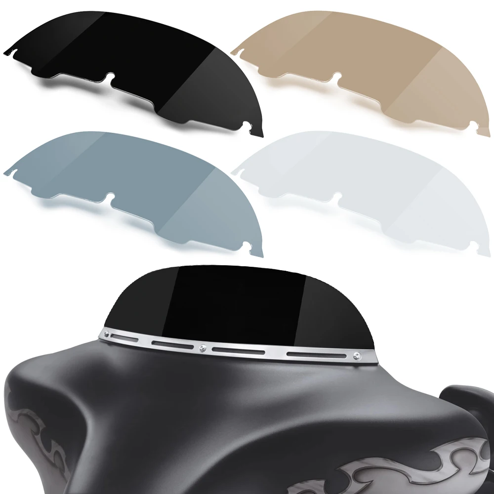 

7'' Motorcycle Wind Deflectors Windshield Windscreens fits For Harley Touring Electra Glide Street Glide and Tri Glide 1996-2013