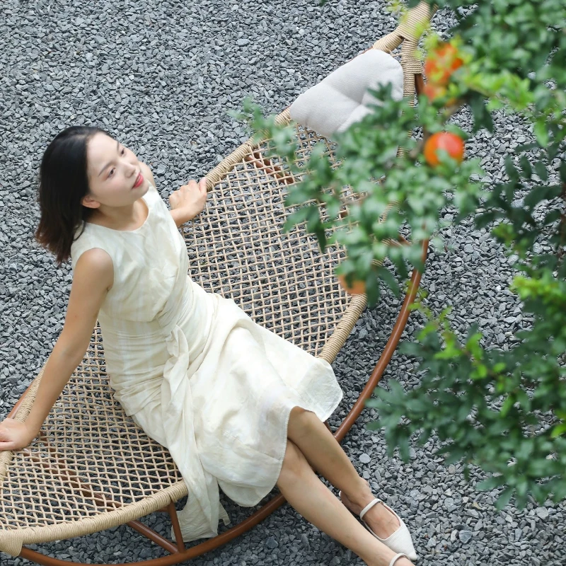 Rocking chair Adult recliner Balcony Lazy leisure chair Sleeping rocking  Household Garden rattan
