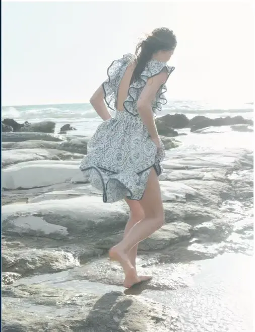 BB6404 ZA25 فستان نسائي صيفي جديد مفتوح الظهر ورقبة دائرية وأكمام طائرة مطبوع كبير سوينغ فستان فرنسي 1272806