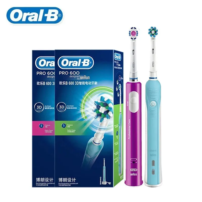 Oral B Sonic Elektrische Zahnbürste Pro600 Wiederaufladbare Rotierenden Oral Hygiene 3D Zahn Pinsel Kopf Oral Tiefe Sauber Empfindliche Pflege