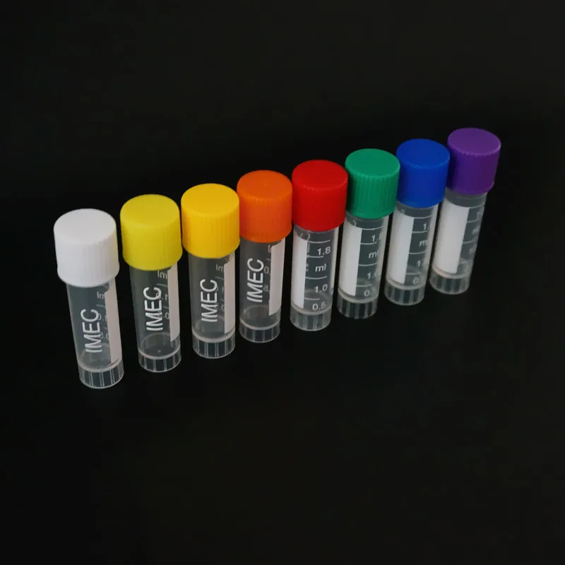 24/50Pcs Plastic Freeze Pipe With Color Cap ,1.8ml(2ml) Cryovial Preservative Tube Sample Bottles With Scale Ink Dispensing Vial