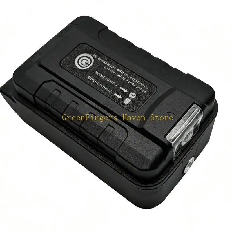 F68D Battery Adapter with LED Work Light, 21V Input, 5V Output, Slide-On Battery Dock, and Button Control for Home Repairs and